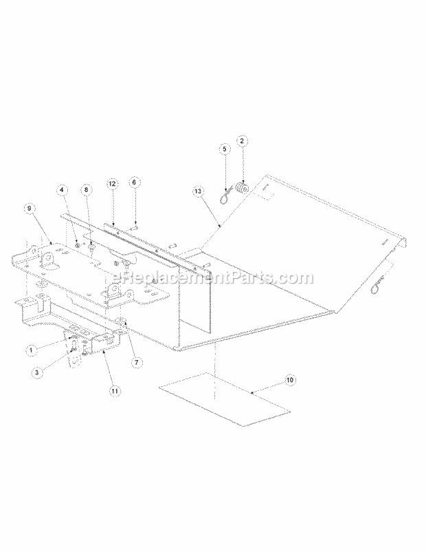 Floor Panel Assembly Diagram and Parts List for M48-KW 53AB5DBV750-23-HP-OHV Cub Cadet Lawn Tractor